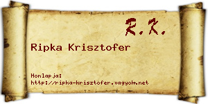 Ripka Krisztofer névjegykártya